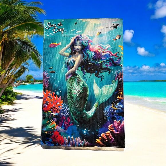unknown Other - Seas the Day Mermaid Garden Flag – Vibrant Fantasy Décor 12X18